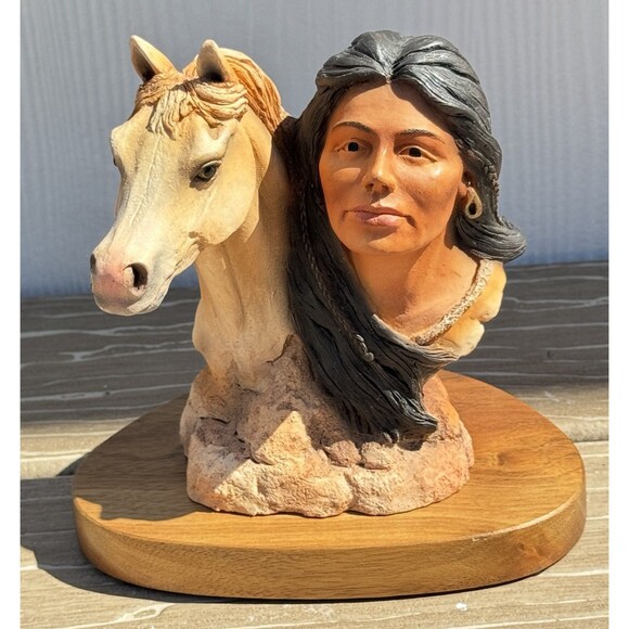 NeilJ.RoseChiefRedHorse限定2500体ネイティブアメリカン Signed Western Native American Horse Bust Snow Flower Neil J Rose